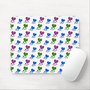 Colourful Acrylic Hearts Mouse Pad