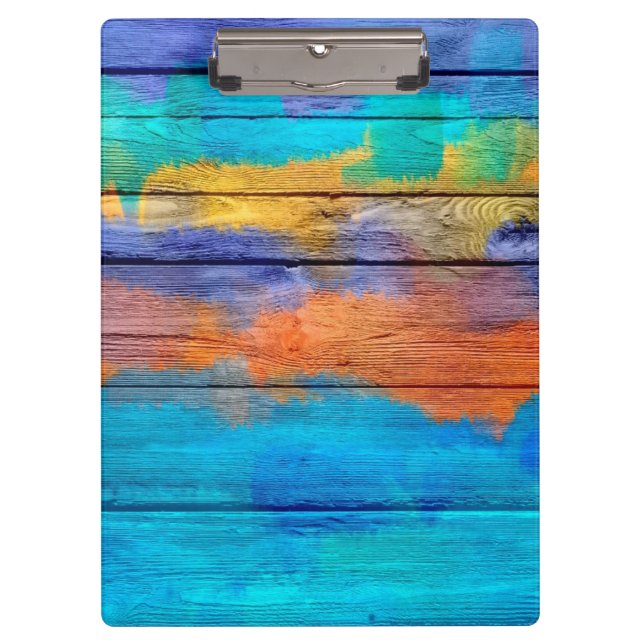 Colourful Acrylic Painting on Wood #4 Clipboard (Front)