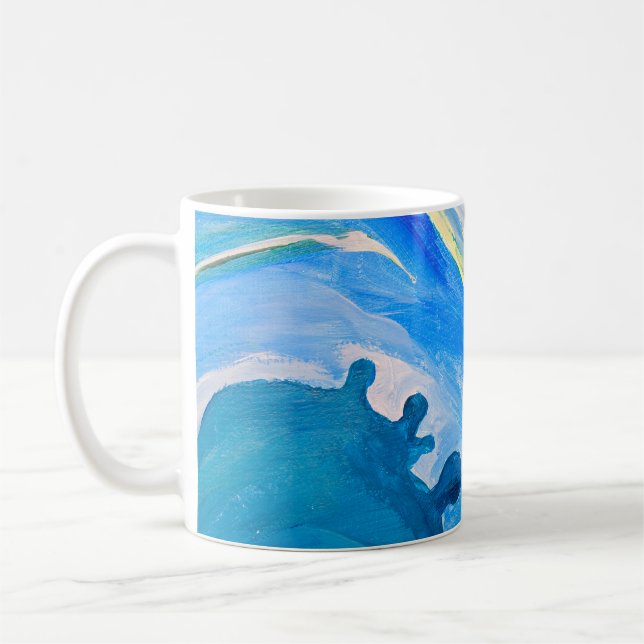 Colourful acrylic painting, textured background. coffee mug (Left)