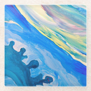 Colourful acrylic painting, textured background. glass coaster