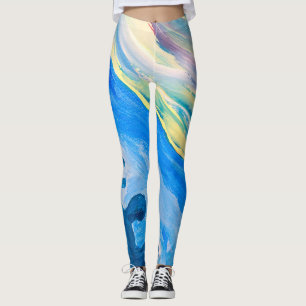 Colourful acrylic painting, textured background. leggings