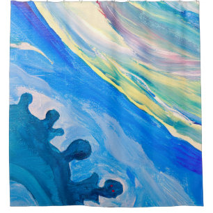 Colourful acrylic painting, textured background. shower curtain