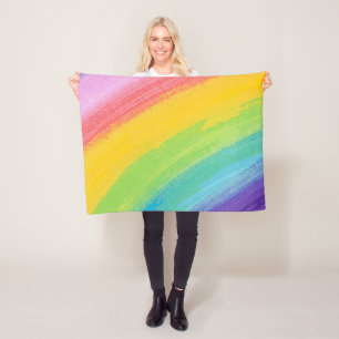 Colourful Acrylic Watercolor Rainbow Pattern   Fleece Blanket