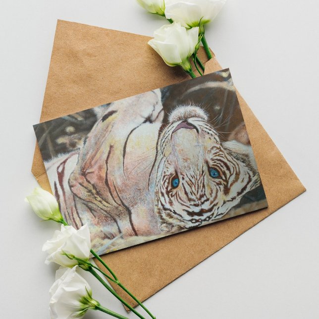 Colourful Acrylic White Tiger Monogram Birthday Card (Creator Uploaded)