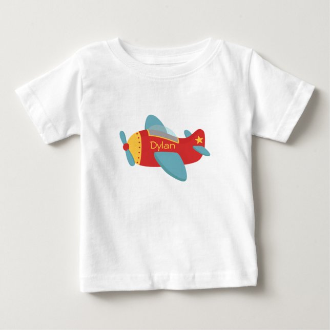 Colourful & Adorable Cartoon Aeroplane Baby T-Shirt (Front)
