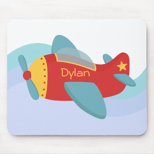 Colourful & Adorable Cartoon Aeroplane Mouse Pad (Front)