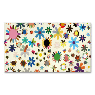 Colourful Adorable Floral Leave Magnetic Business Card