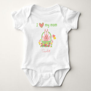 Colourful Adorable Rabbit in a Basket Baby Bodysui Bodysuit