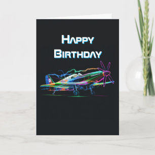 Colourful Aeroplane Flying, Aviation Birthday Card