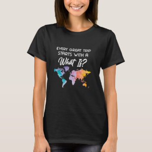 Colourful Aeroplane Travel Map Souvenir - Cool Wor T-Shirt