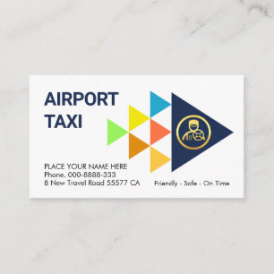 Colourful Aeroplane Triangles Taxi Service Business Card
