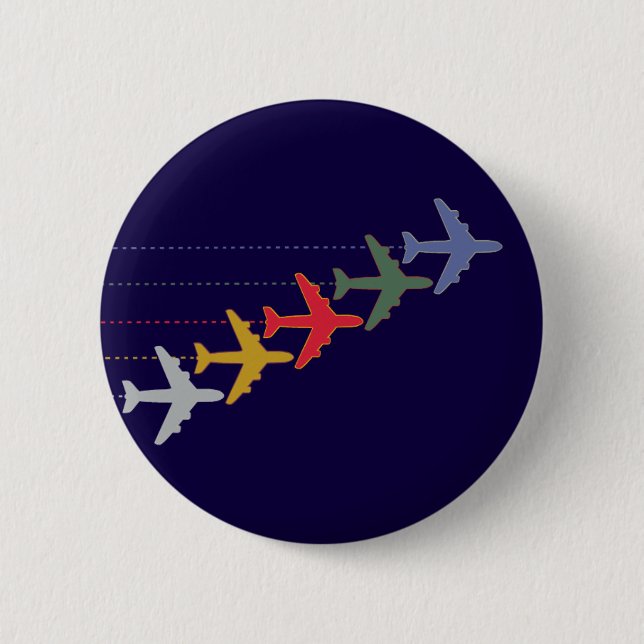 colourful aeroplanes 6 cm round badge (Front)