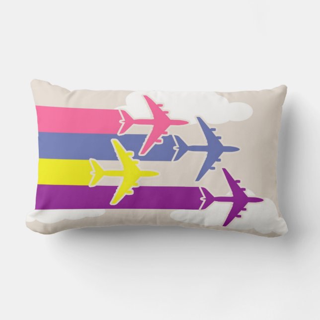 Colourful aeroplanes lumbar cushion (Front)