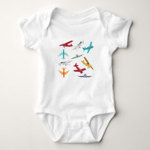 Colourful Aeroplanes Pattern Kids Bathroom Baby Bodysuit