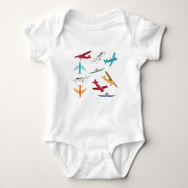 Colourful Aeroplanes Pattern Kids Bathroom Baby Bodysuit (Front)