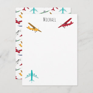 Colourful Aeroplanes Pattern Kids Custom Name Card