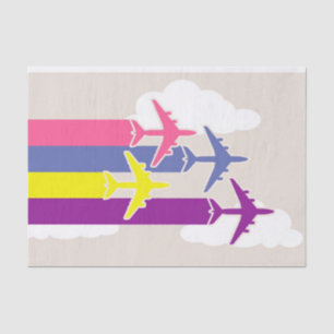 Colourful aeroplanes tissue paper
