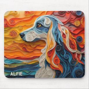 Colourful Afghan Hound Dog Portrait Mouse Pad