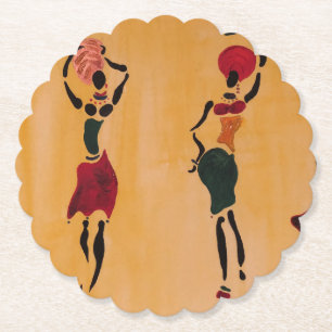 Colourful Africa art with women Paper Coaster