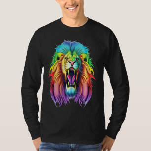 Colourful Africa Lion Head Lion Lover Animal Art T-Shirt