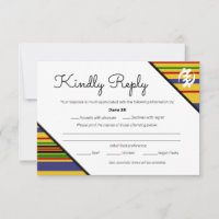 Colourful African AK01 Kente Stripes RSVP Card