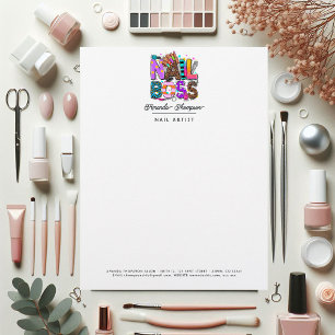 Colourful African American Nail Boss Branding Custom Letterhead