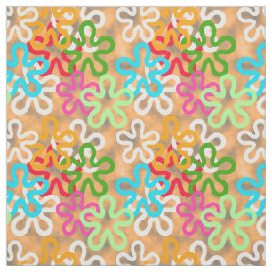 Colourful African Blob Abstract Shapes Block Print Fabric