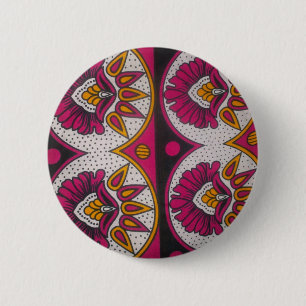 Colourful African Fabric Motif Art Print 6 Cm Round Badge