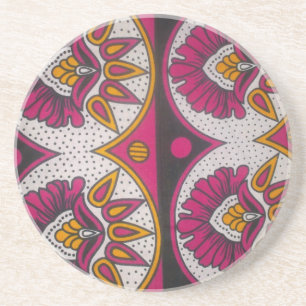Colourful African Fabric Motif Art Print Coaster
