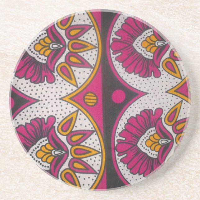 Colourful African Fabric Motif Art Print Coaster (Front)