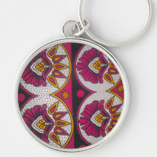 Colourful African Fabric Motif Art Print Key Ring