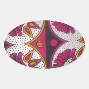 Colourful African Fabric Motif Art Print Oval Sticker