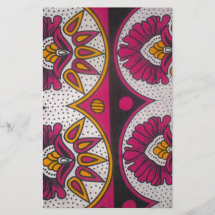 Colourful African Fabric Motif Art Print Stationery