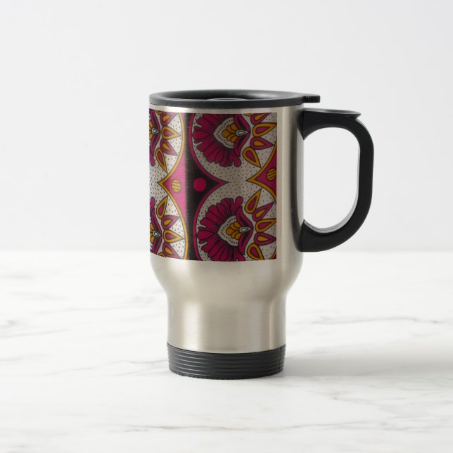 Colourful African Fabric Motif Art Print Travel Mug (Right)