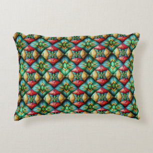 Colourful African-Inspired Geometric Mosaic Patter Decorative Cushion