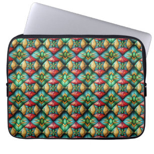 Colourful African-Inspired Geometric Mosaic Patter Laptop Sleeve