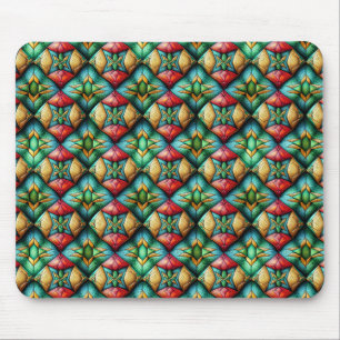 Colourful African-Inspired Geometric Mosaic Patter Mouse Pad
