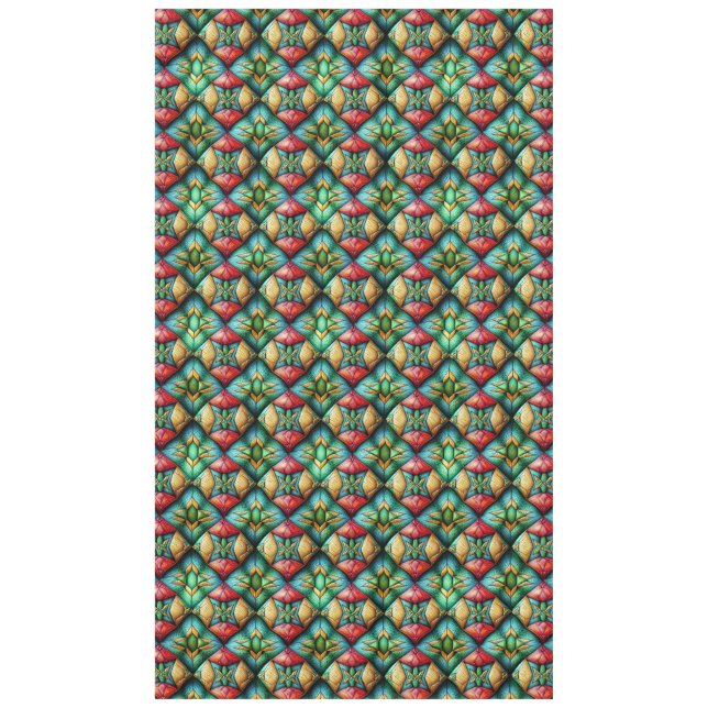 Colourful African-Inspired Geometric Mosaic Patter Tablecloth (Front)