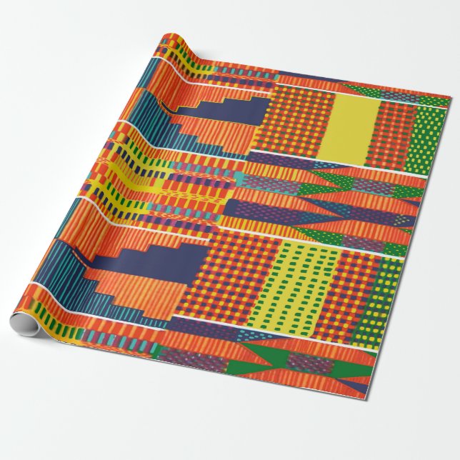 Colourful African Kente Wrapping Paper (Unrolled)