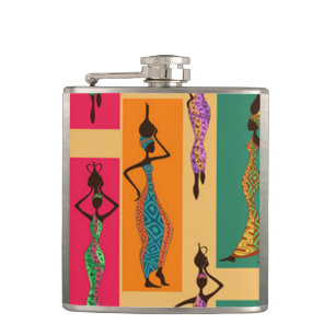Colourful African Ladies Hip Flask