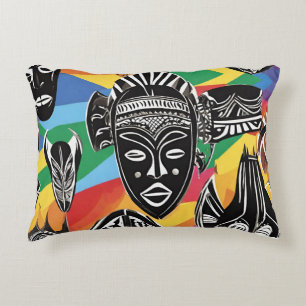 Colourful African Masks Tribal Decorative Cushion
