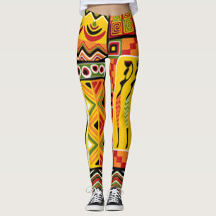 Colourful African Pattern Print Collage Leggings