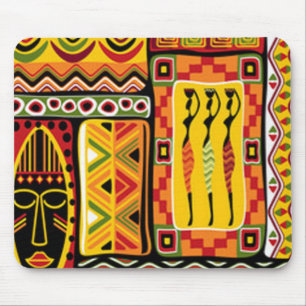 Colourful African Pattern Print Collage Mouse Pad