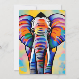 Colourful African Safari Elephant Holiday Card
