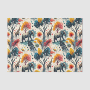 Colourful African Safari Jungle Wild Animal Patter Tissue Paper