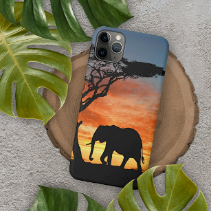 Colourful African Safari Sunset Elephant Silhouett iPhone 15 Mini Case