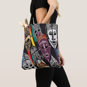 Colourful African Tribal Masks Tote Bag