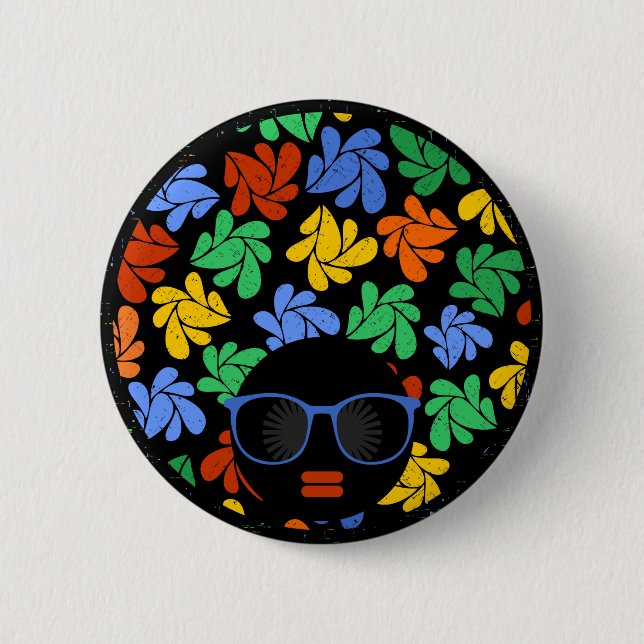 Colourful Afro Love 6 Cm Round Badge (Front)