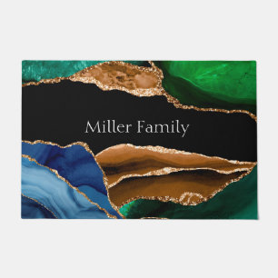 Colourful Agate and Gold Personalised Doormat