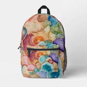 Colourful Agate Geode Gemstone (7) Printed Backpack